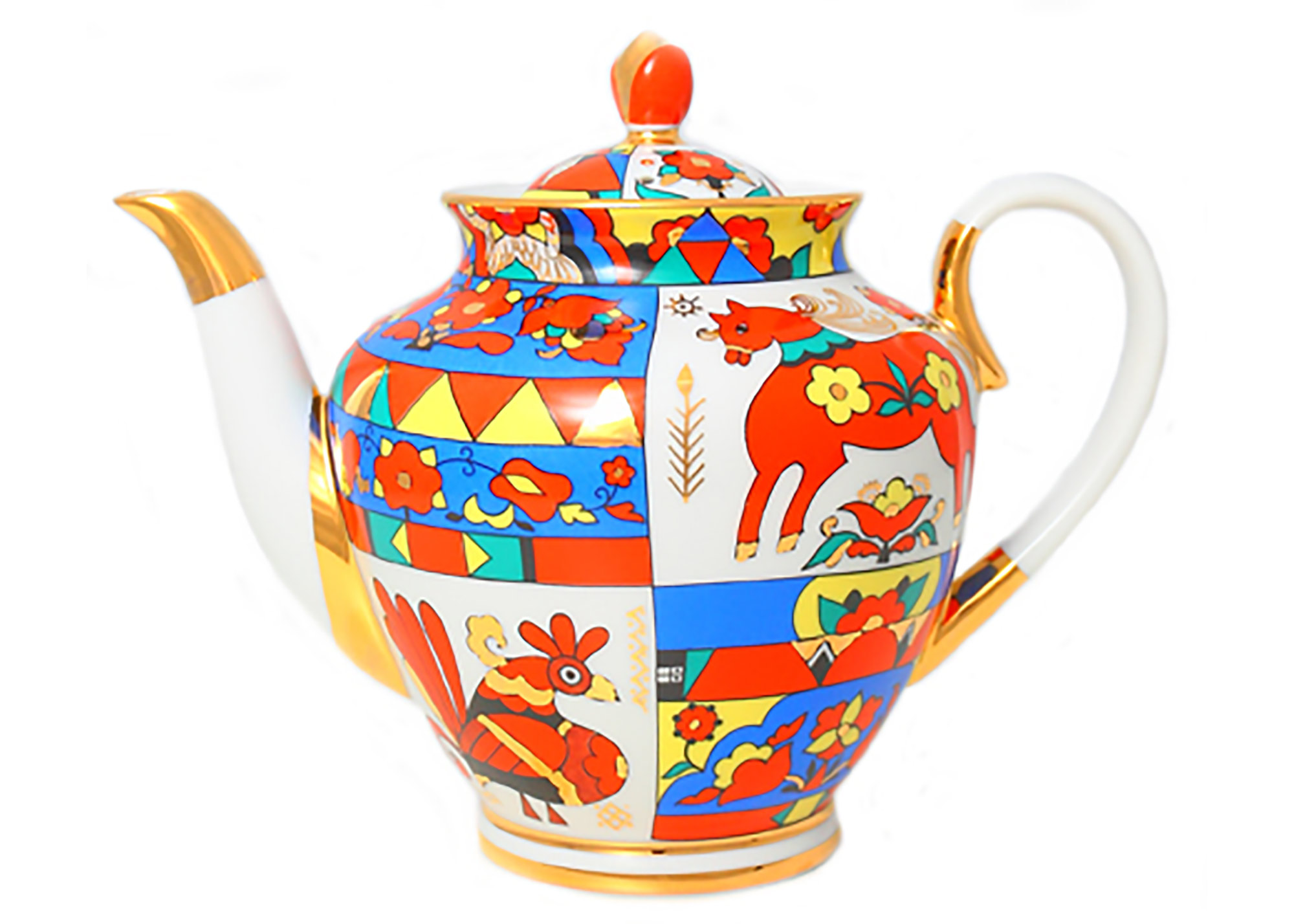 Buy Folk Motifs Large Porcelain Teapot at GoldenCockerel.com