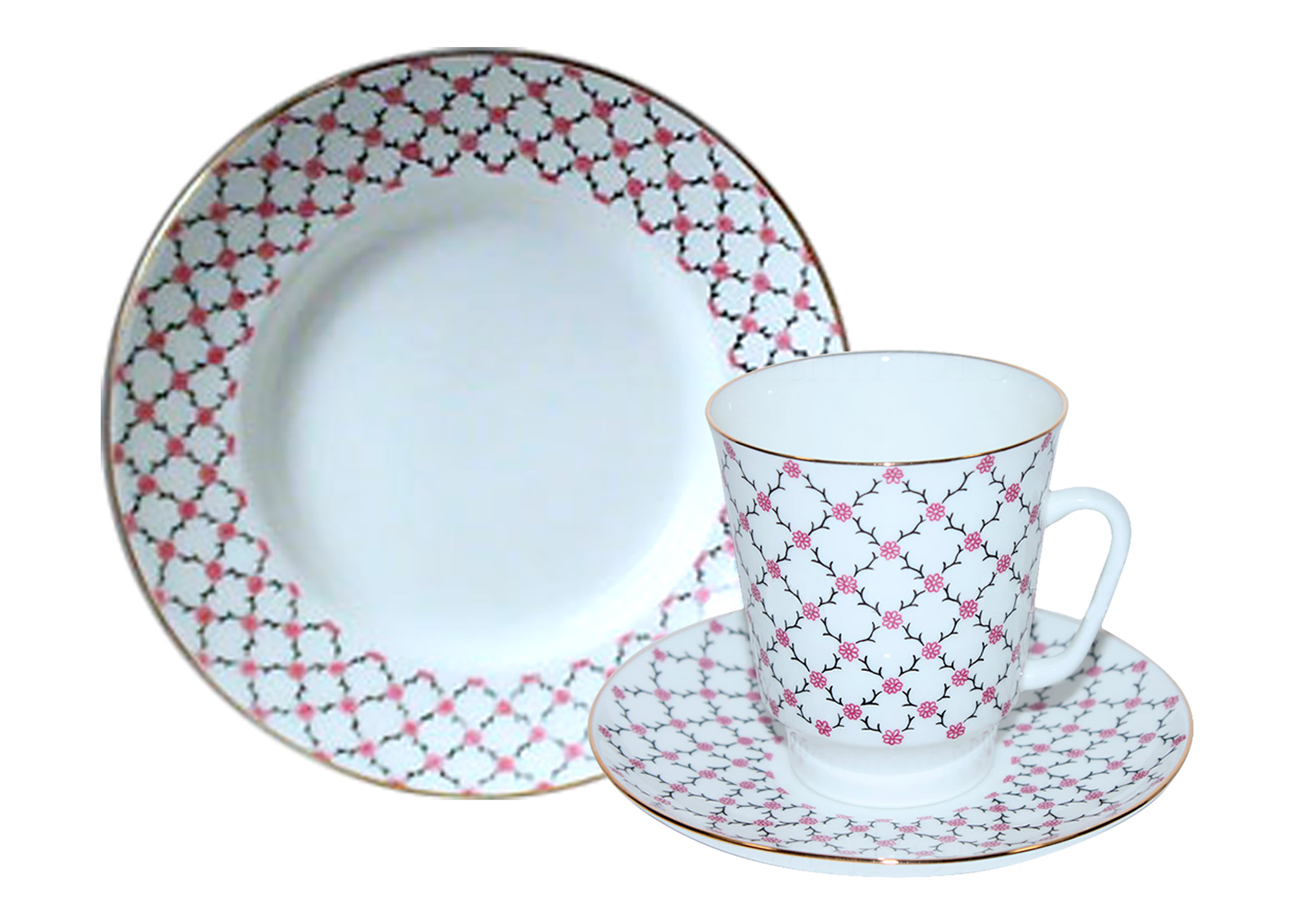 Buy Pink Net Cup and Saucer May Shape at GoldenCockerel.com