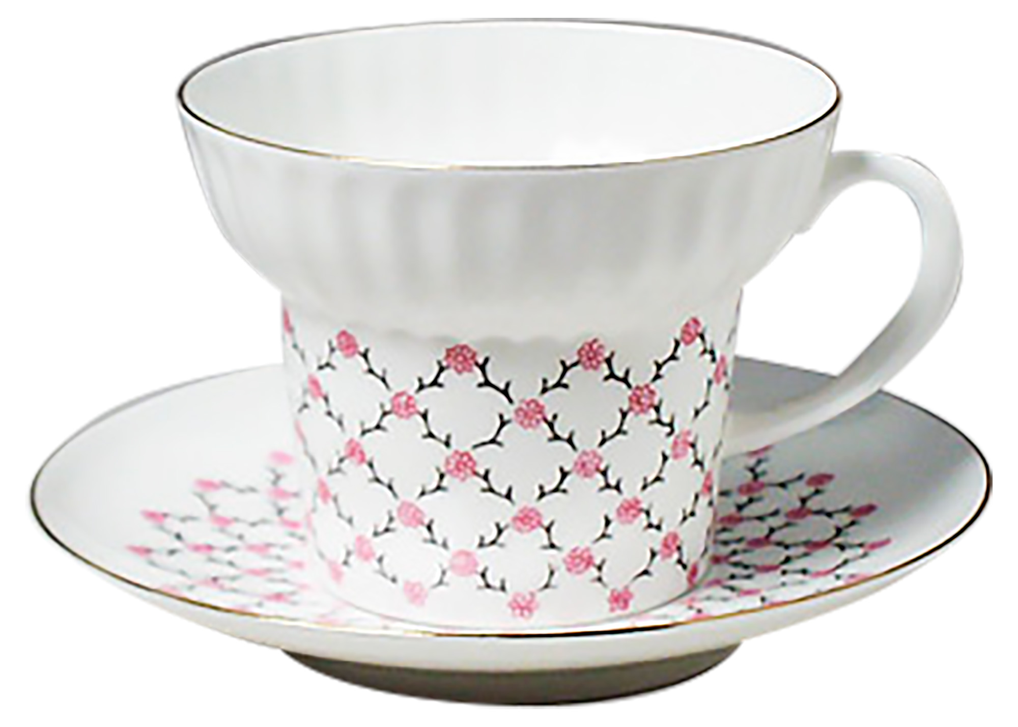 Buy Pink Net Cup and Saucer, Bone China at GoldenCockerel.com