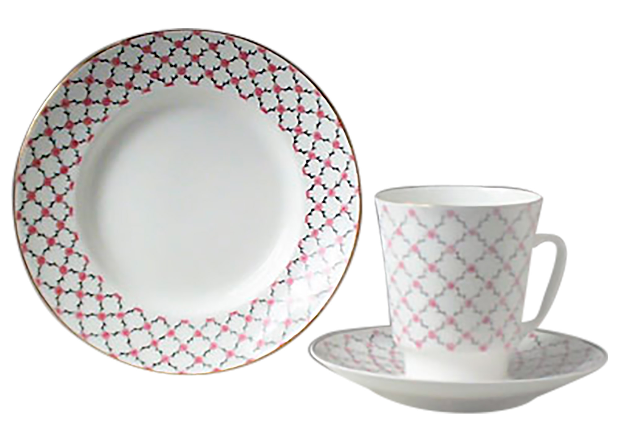 Buy Pink Net Coffee Dessert Plate "May" 6" at GoldenCockerel.com