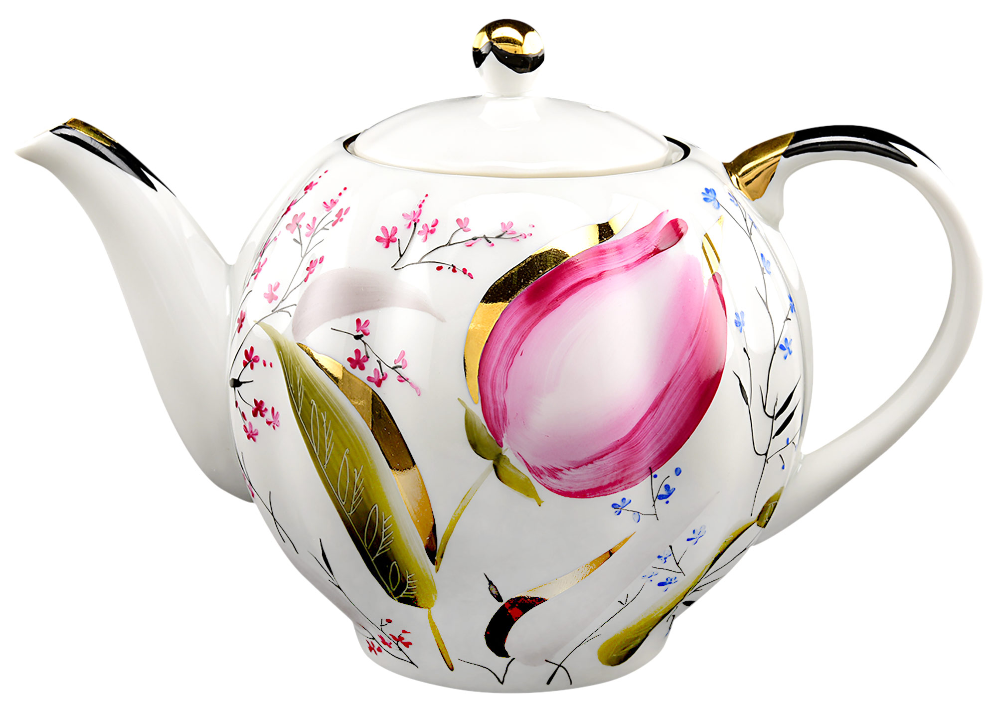 Buy Pink Tulips Porcelain Teapot at GoldenCockerel.com