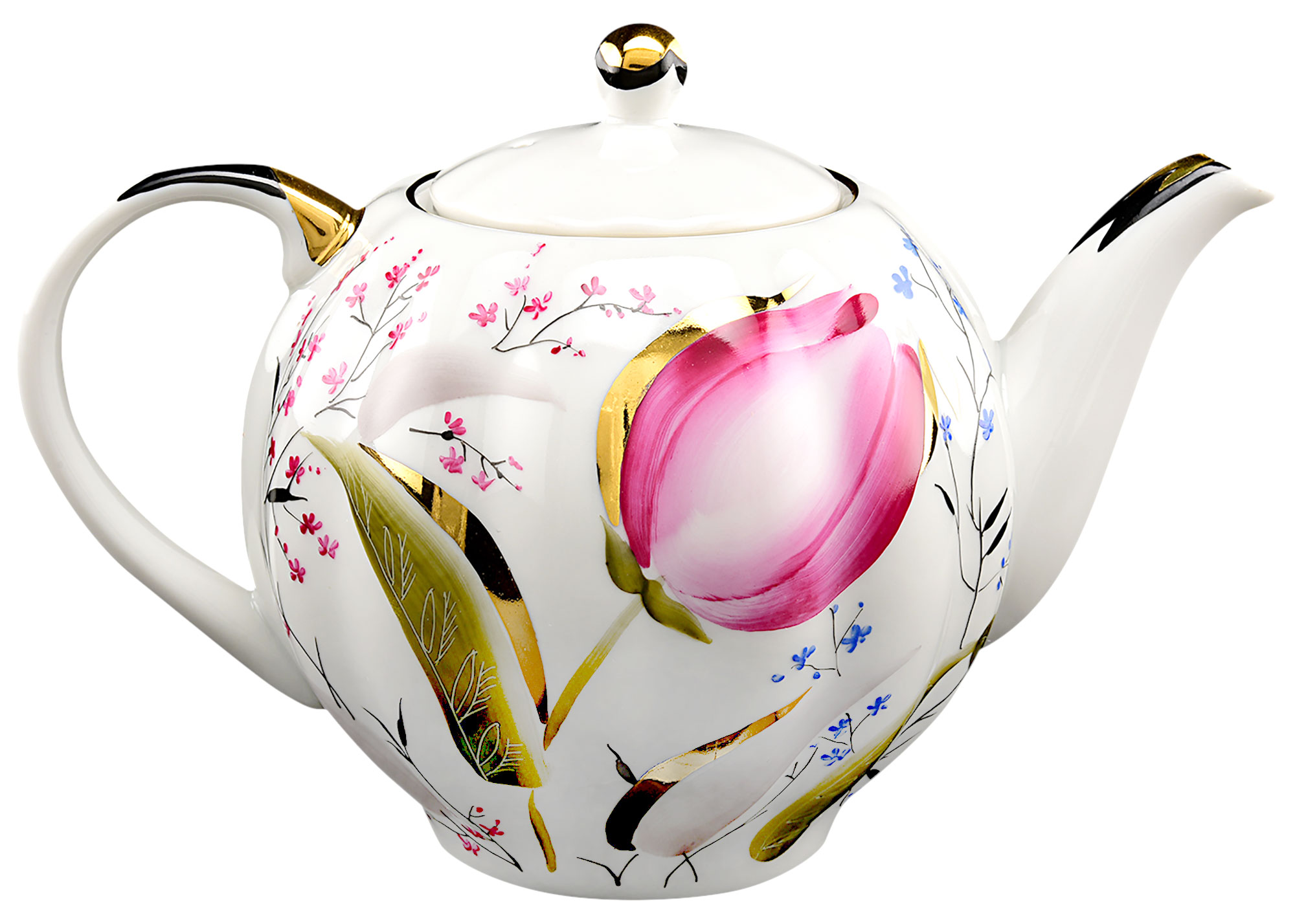 Buy Pink Tulips Porcelain Teapot at GoldenCockerel.com