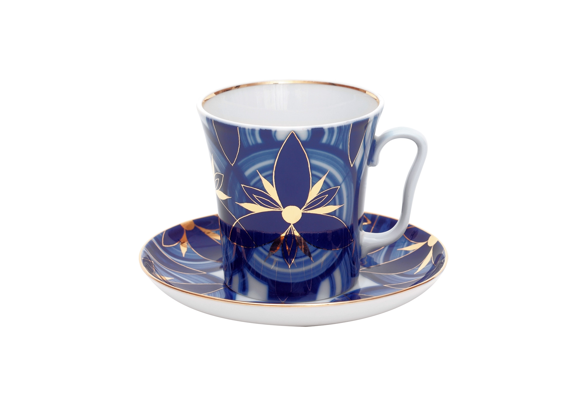 Buy Cobalt Petals Mug and Saucer at GoldenCockerel.com