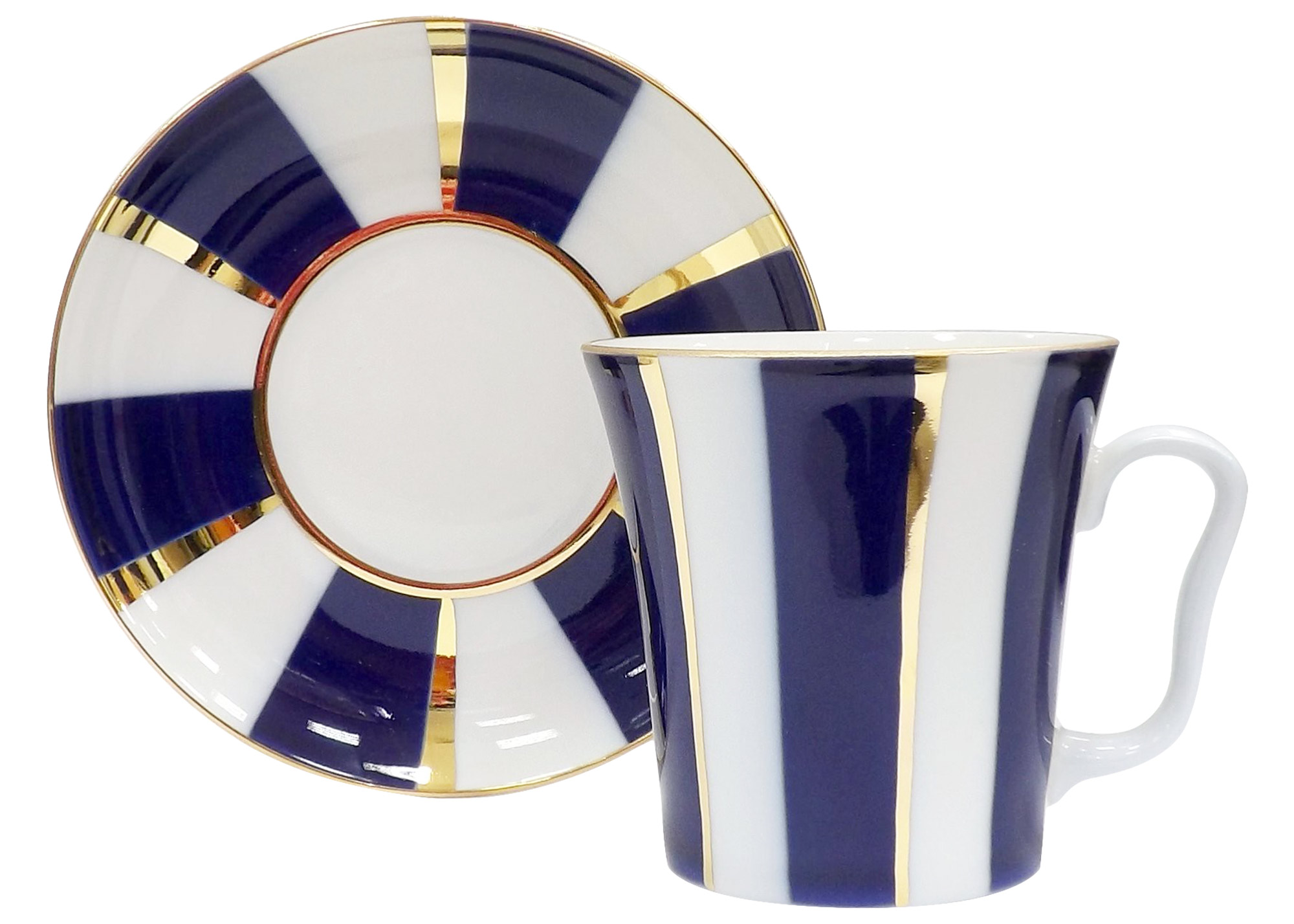Buy Cobalt Stripes Mug and Saucer at GoldenCockerel.com