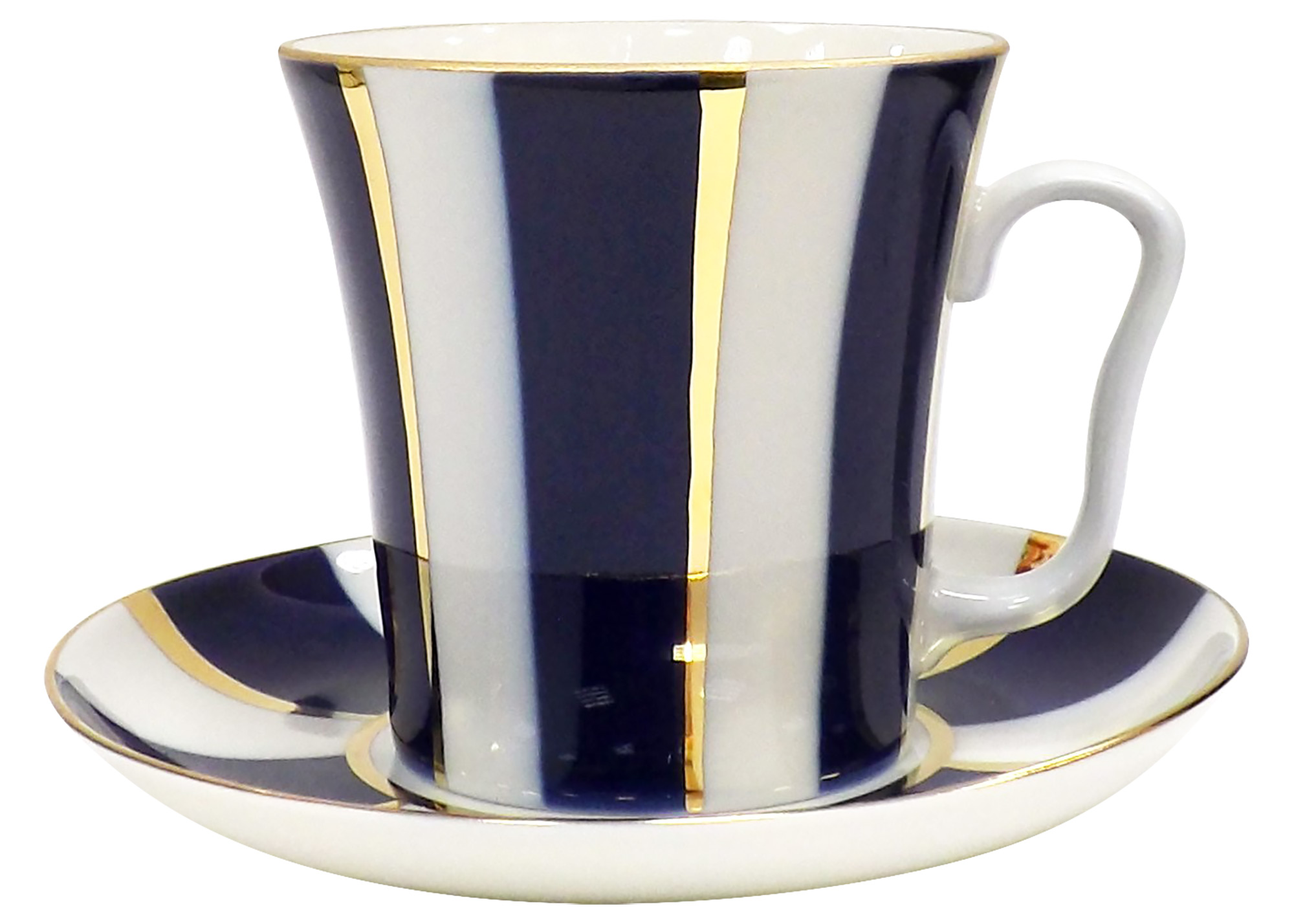 Buy Cobalt Stripes Mug and Saucer at GoldenCockerel.com