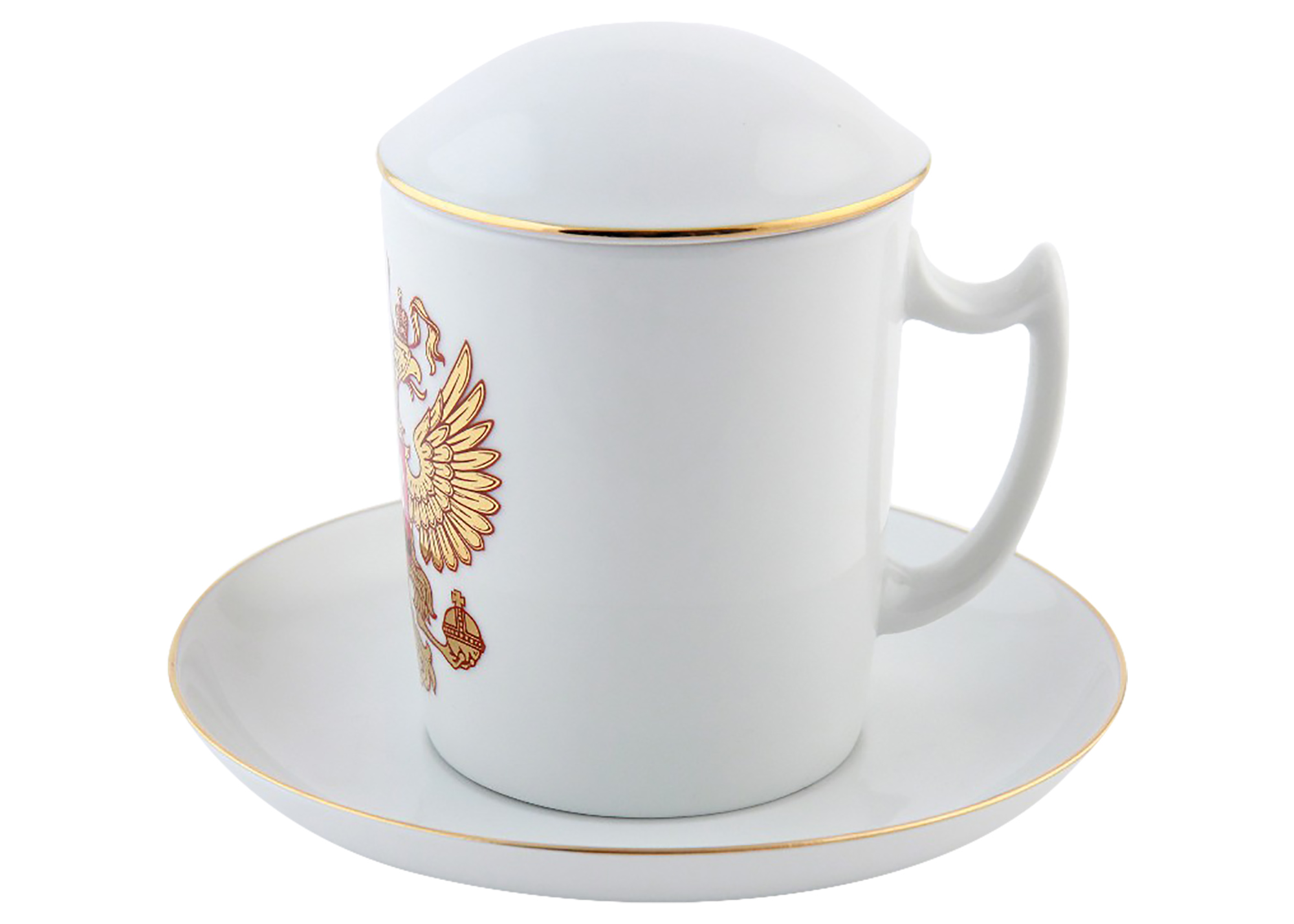 Buy Russian Coat of Arms Double-Headed Eagle Covered Mug and Saucer at GoldenCockerel.com