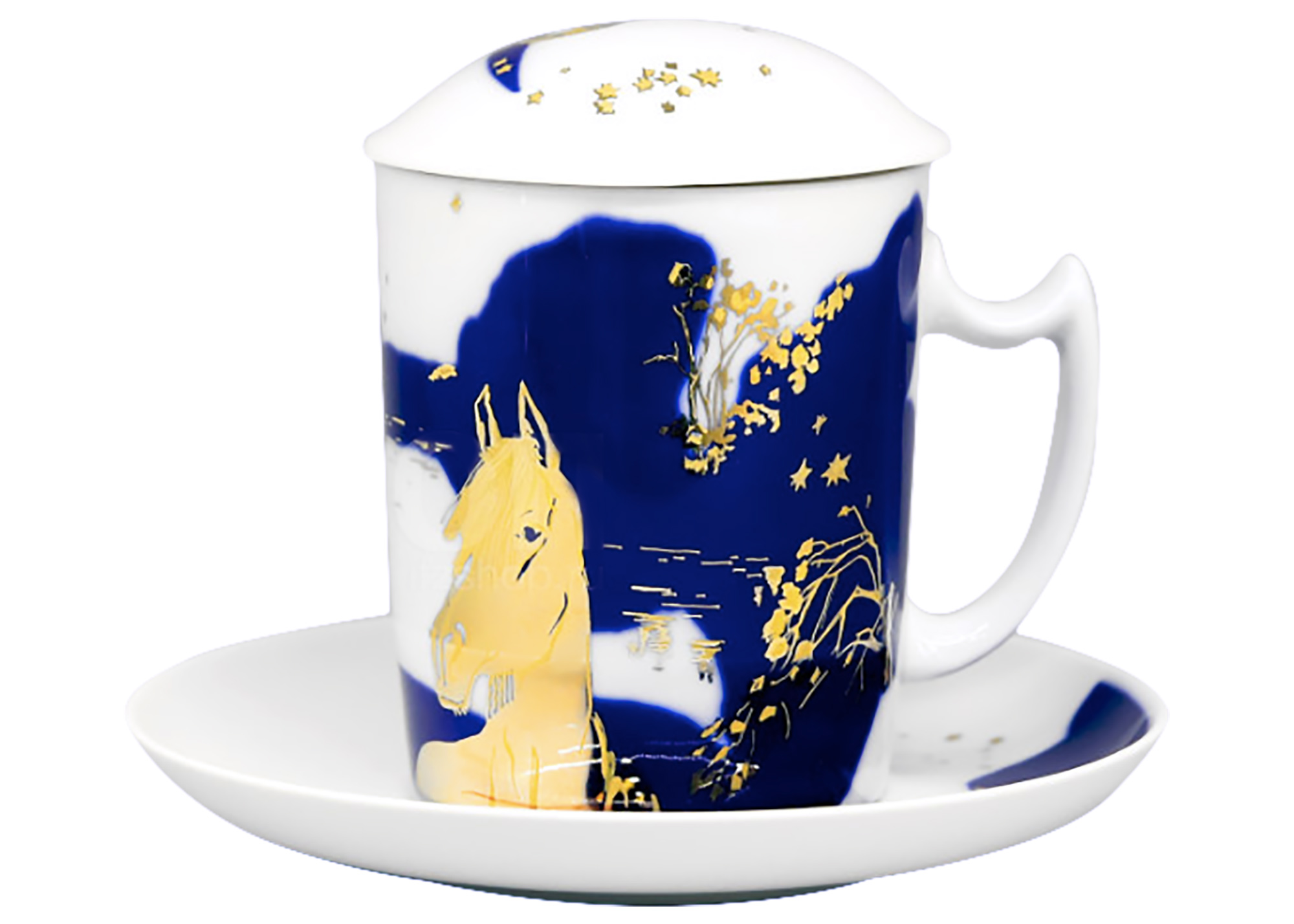 Buy Night Horses Covered Mug and Saucer  at GoldenCockerel.com