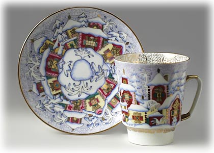 Buy Winter Day Cup and Saucer, Bone China at GoldenCockerel.com