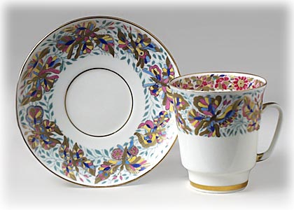 Buy Flowered Butterfly Cup and Saucer, Bone, May-shaped at GoldenCockerel.com