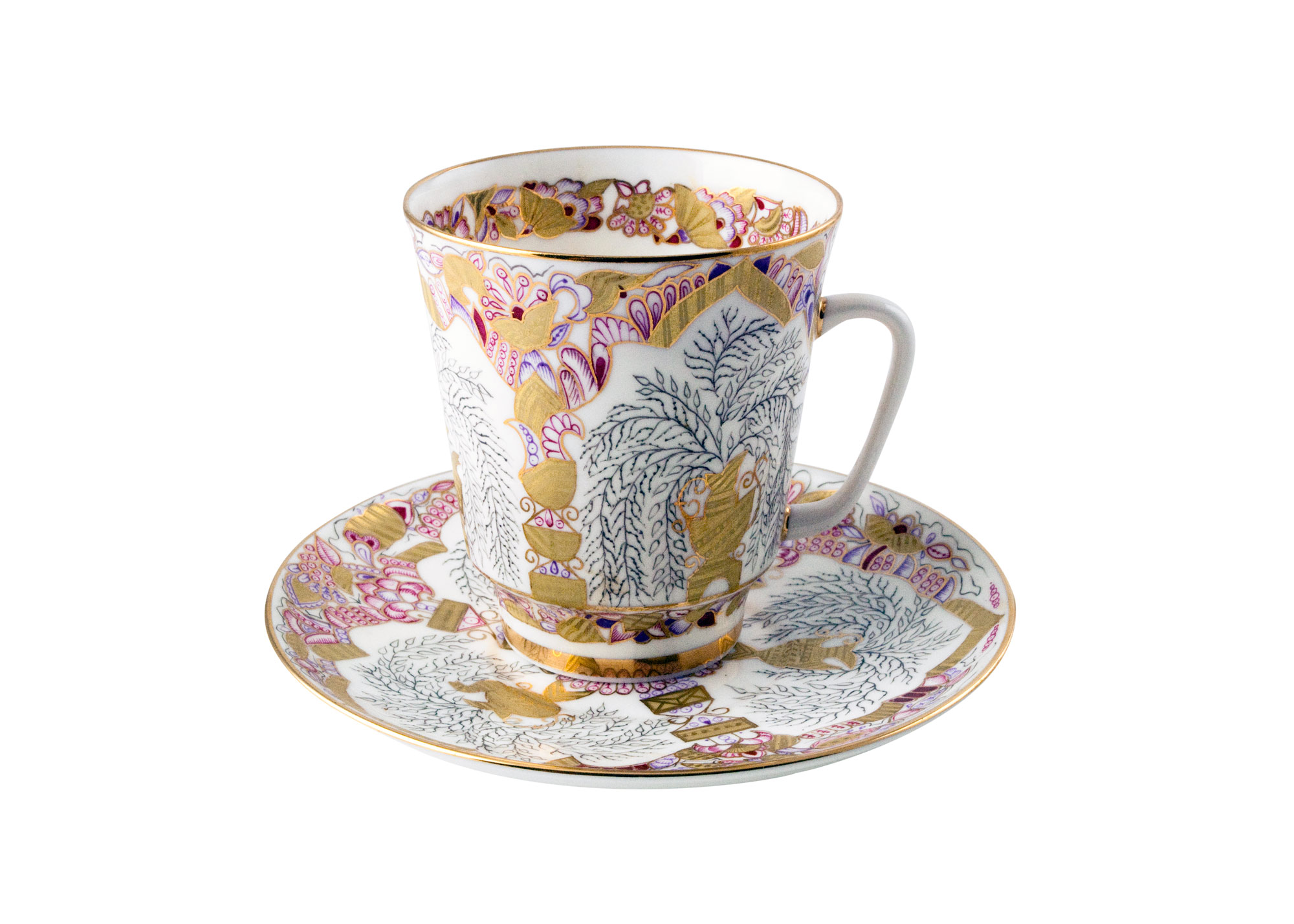 Buy Gold Vases Cup & Saucer; Bone China at GoldenCockerel.com