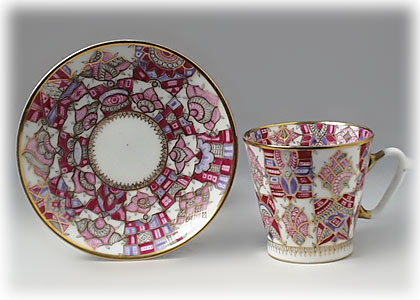 Buy Rose Pattern Cup and Saucer, bone, Black Coffee Shape at GoldenCockerel.com