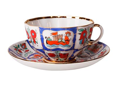 Buy Russian Lubok Cup and Saucer at GoldenCockerel.com
