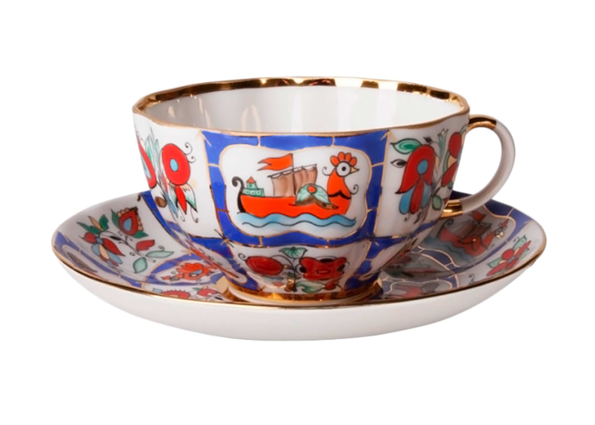 Buy Russian Lubok Tulip Tea Cup and Saucer at GoldenCockerel.com
