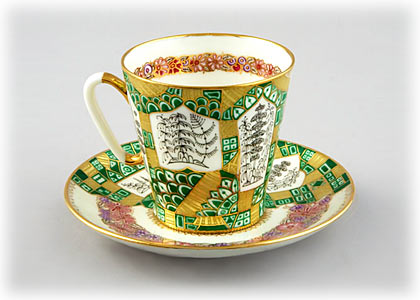 Buy Tender Garland Cup and Saucer, bone, Black Coffee Shape at GoldenCockerel.com