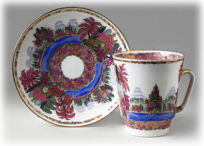 Buy Blue Lake Cup and Saucer, bone, Black Coffee at GoldenCockerel.com