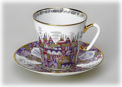 Buy Palaces Cup and Saucer, bone, Black Coffee Shape at GoldenCockerel.com