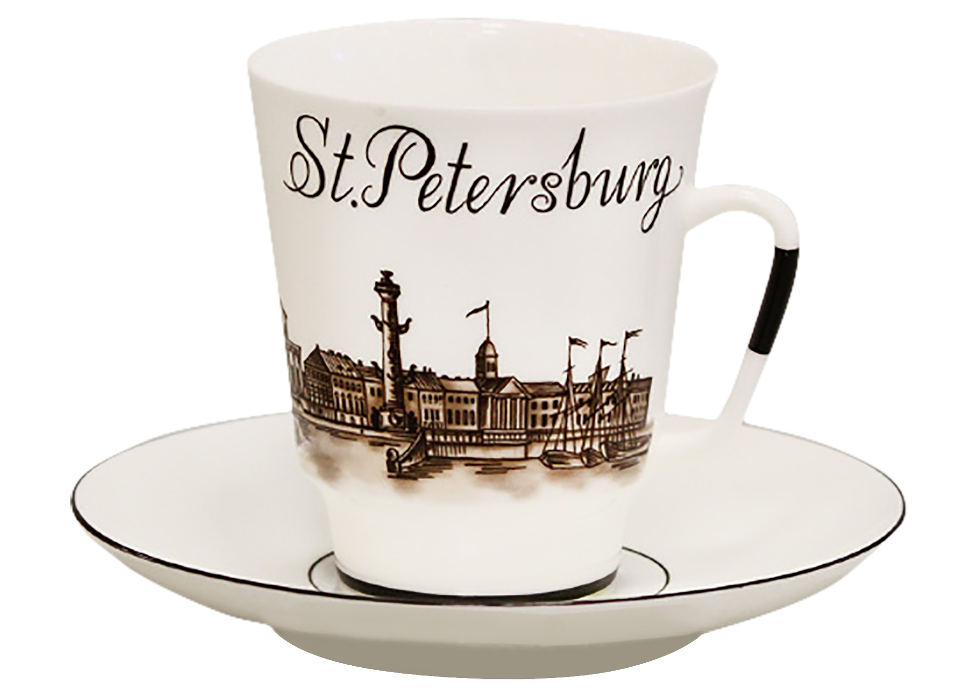 Buy Do Svidaniya St. Petersburg! (Rostral Columns & Old Stock Exchange) Bone China Cup and Saucer at GoldenCockerel.com