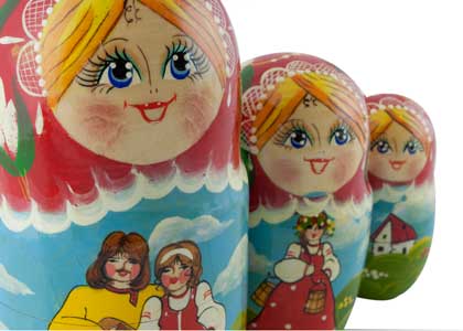 Buy Panoramic Folk Scene Doll 5pc./6.5" RED at GoldenCockerel.com