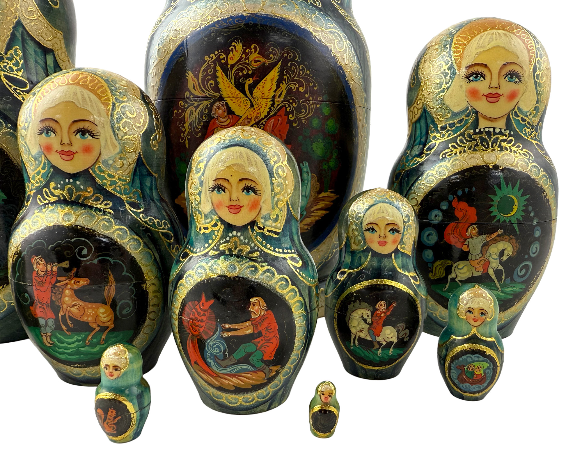 Buy Vintage Fairy Tale Medley Nesting Doll 10pc/10" at GoldenCockerel.com