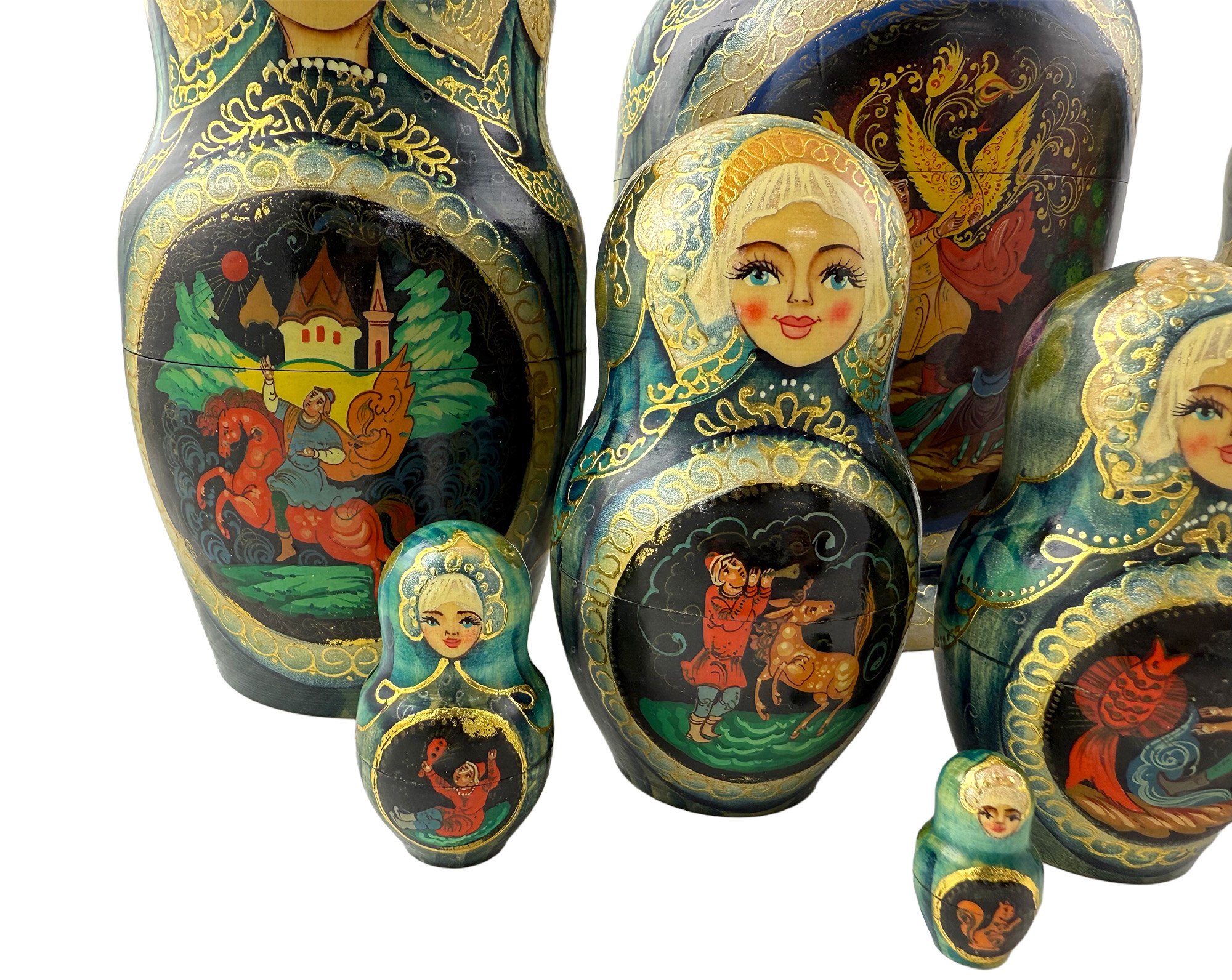Buy Vintage Fairy Tale Medley Nesting Doll 10pc/10" at GoldenCockerel.com