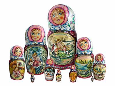Set De 7 Muñecas Matrioskas Rusas Tradicionales De Madera – Hechas A Mano, Tamaños De 16 Cm A 2 Cm, Diseños Y Colores Variados, Juguete Educativo Para Niños +3 Años