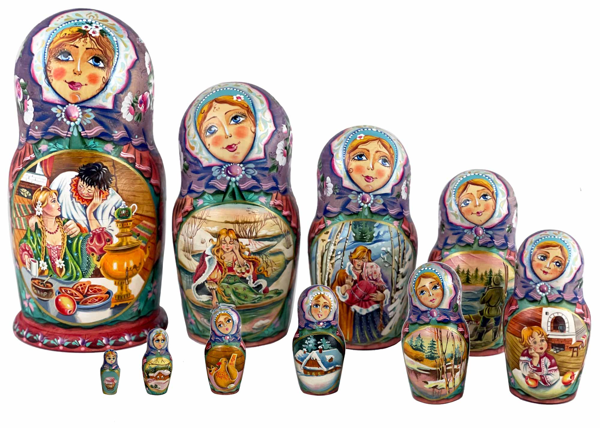 Buy Deluxe Folk Scene Matryoshka 10pc. at GoldenCockerel.com