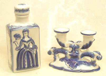 Buy Gzhel Vodka Flask & Candle Holder at GoldenCockerel.com