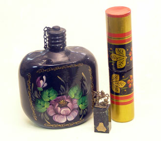 Buy Vintage Russian Memorabilia - Canteen, Khokhloma Holder & Figurine at GoldenCockerel.com