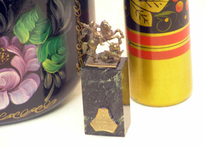 Buy Vintage Russian Memorabilia - Canteen, Khokhloma Holder & Figurine at GoldenCockerel.com