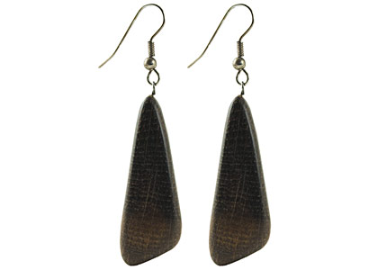 Buy Black Sea Wooden Earrings Asymmetrical Dark Approx at GoldenCockerel.com